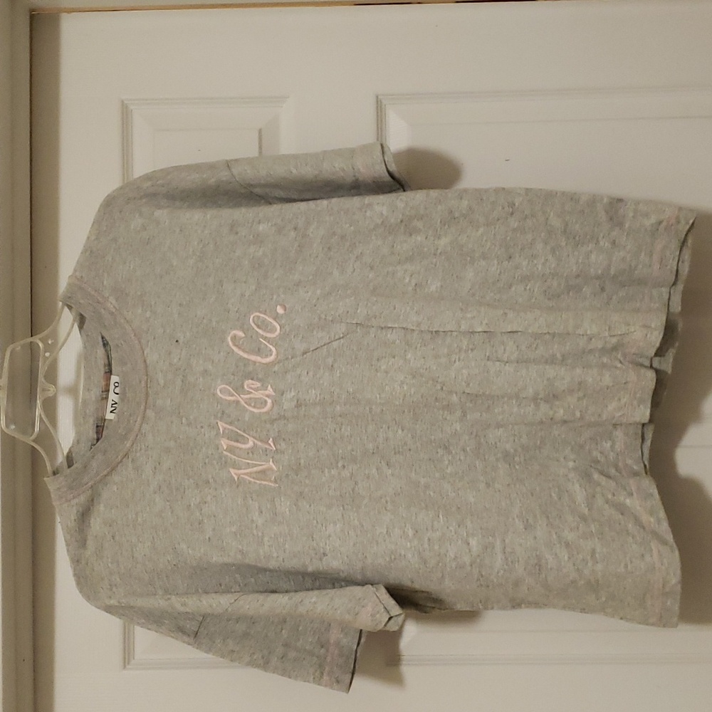 Ny co womens  gray  pink  short sleeve  tee